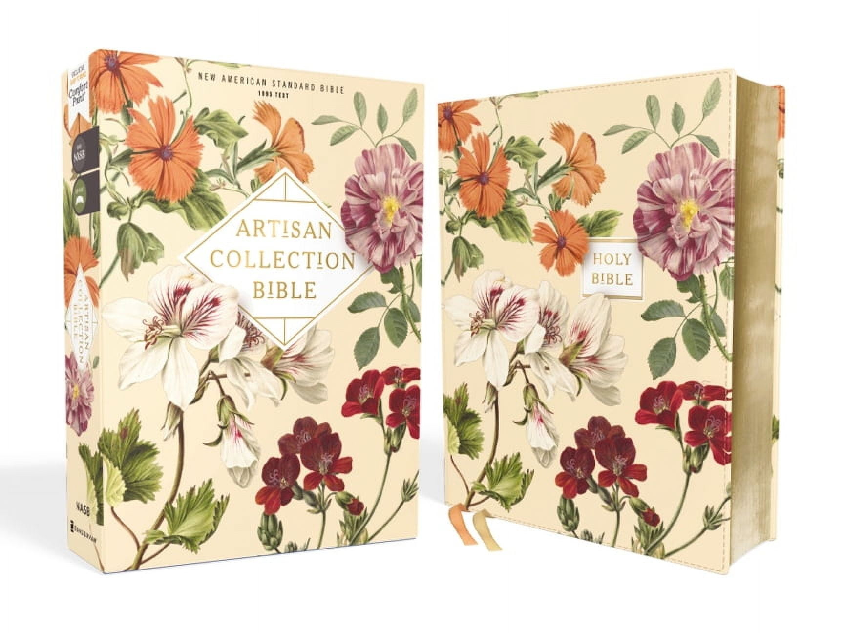 Nasb, Artisan Collection Bible, Leathersoft, Almond Floral, Red Letter Edition, 1995 Text, Comfort Print, (Hardcover)