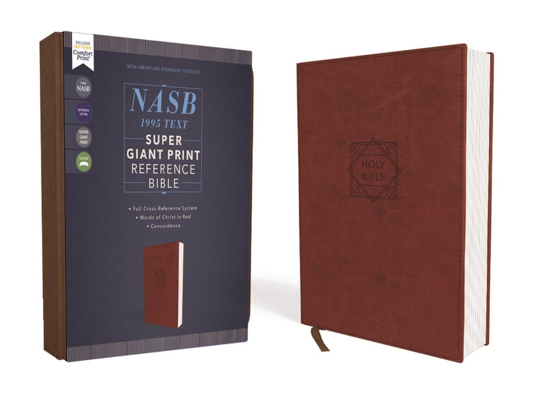 ZONDERVAN Nasb, Super Giant Print Reference Bible, Leathersoft, Brown, Red Letter Edition, 1995 Text, Comfort Print, (Hardcover)