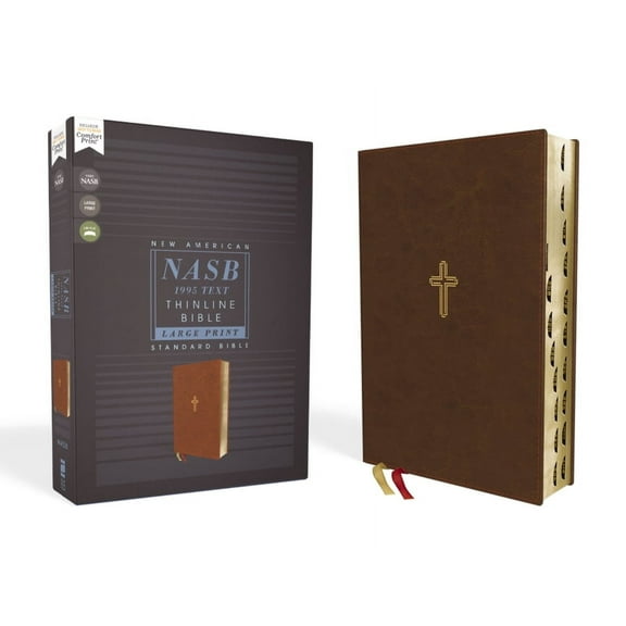 Nasb, Thinline Bible, Large Print, Leathersoft, Brown, Red Letter Edition, 1995 Text, Thumb Indexed, Comfort Print, (Hardcover)