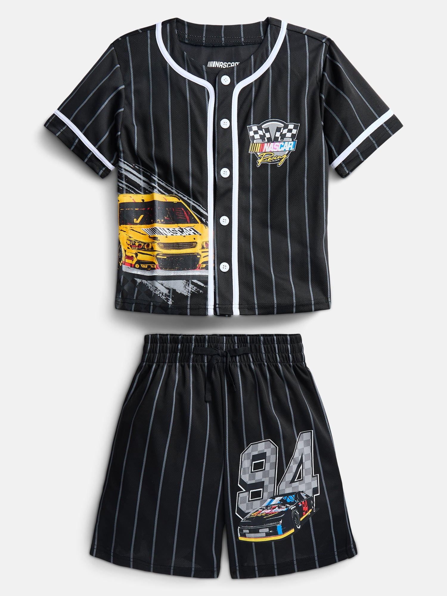 NASCAR Boys Baseball Jersey and Matching Shorts Set, 2-Piece, Sizes 4-12