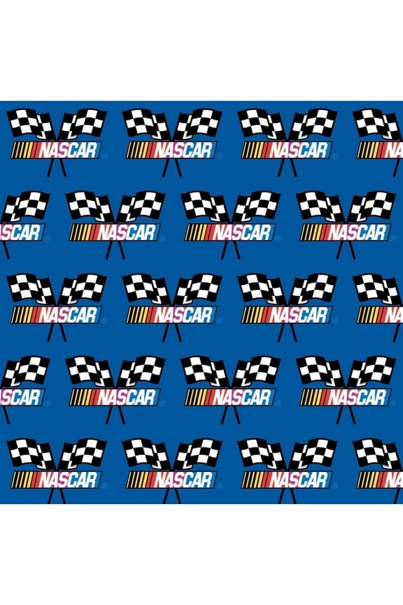 Nascar Checkered Flag Fleece Fabric - Blue