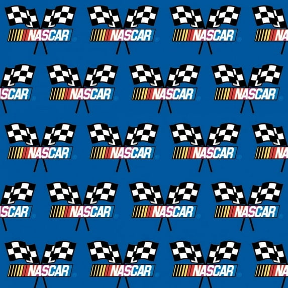Nascar Checkered Flag Fleece Fabric - Blue