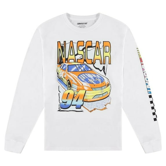 Nascar Men's Long Sleeve Shirt, Graphic Vintage Daytona Racing Nascar Shirt White – L