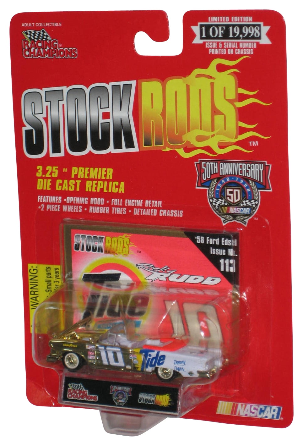 Nascar Racing Champions (1998) 50th Stock Rods Gold & White Tide
