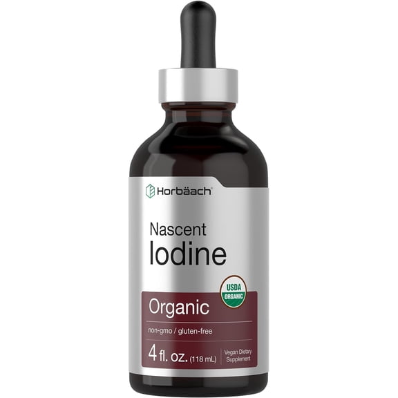 Nascent Iodine | 325mcg | 4 fl oz | Organic Liquid Supplement | Vegan, Non-GMO & Gluten Free Vitamin | by Horbaach