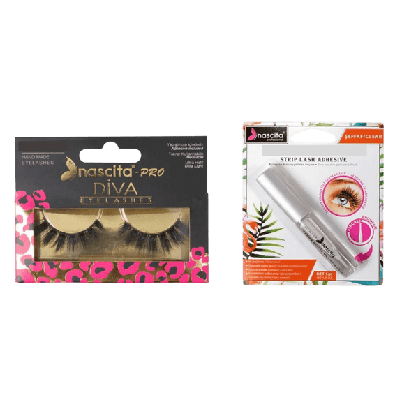 Nascita Diva False Eyelashes S 118 +Nascita Transparent False Eyelash Adhesive 5gr - 08
