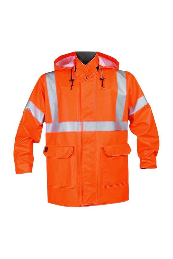 Arc Flash Rain Jacket,Cat 2,Orange,L 4503JFOL