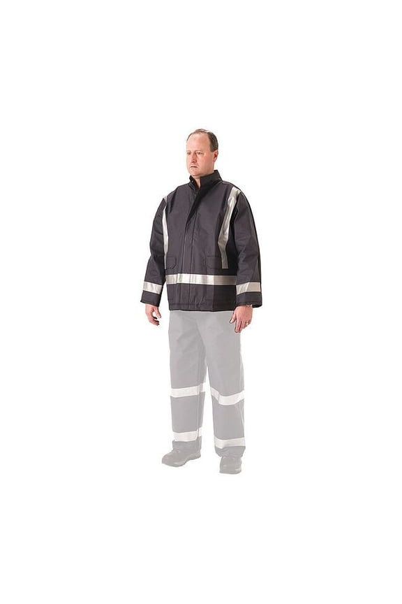 Flame Resistant Rain Jacket,PU,XL,Blue 1801JN110