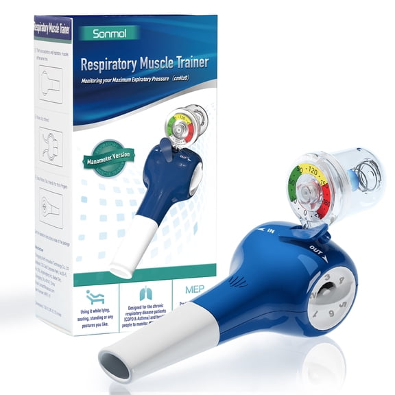 Sonmol Breathing Exercise Device for Lungs with Storage Case, Respiratory Muscle Trainer