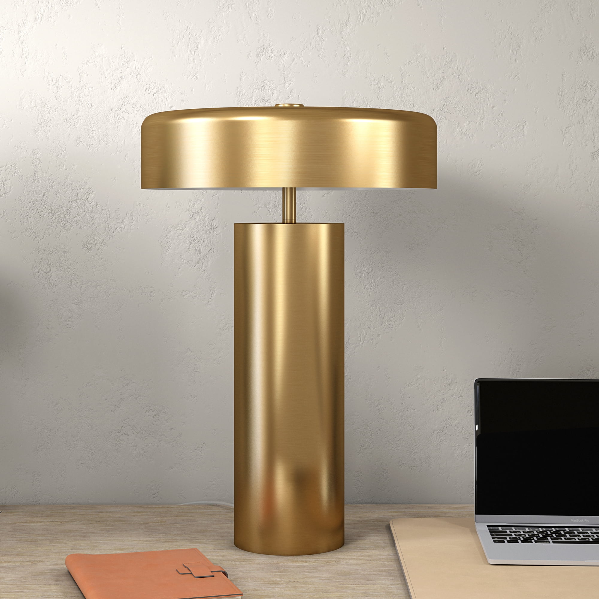 Nash 24" Tall Table Lamp with Metal Shade in Brass/Brass