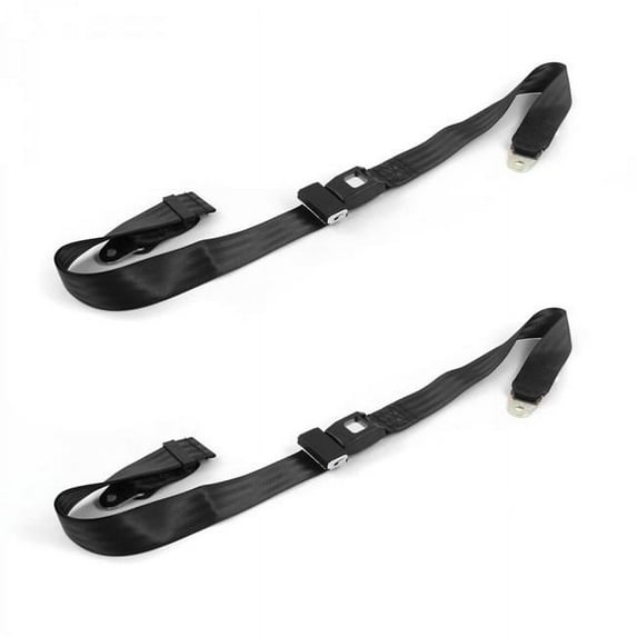 Nash Ambassador 1933-1957 Standard 2 Point Black Lap Bucket Seat Belt Kit - 2 Belts