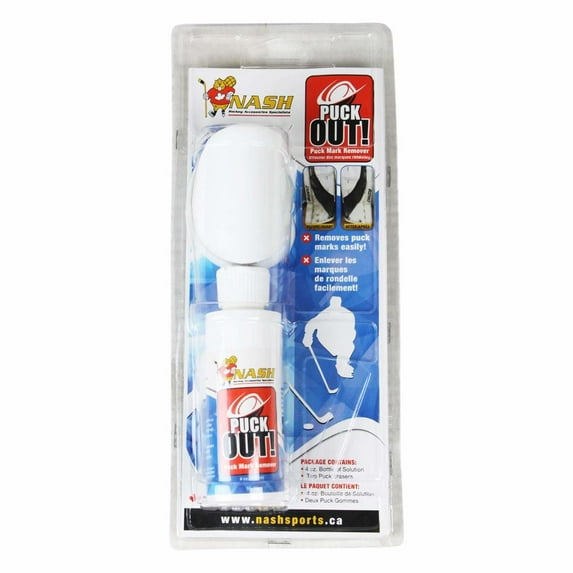 Nash Ice Hockey PUCK OUT! - Puck Mark Remover, 4 oz. Solution & 2 Puck Erasers