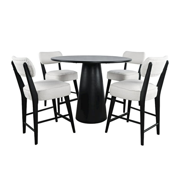 Nash Mid-Century Modern Five Piece Counter Height Dining Set with Upholstered Barstools