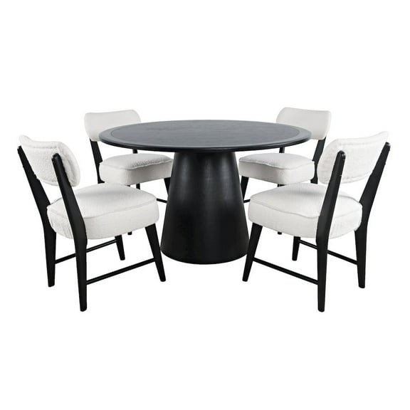 Nash Mid-Century Modern Five Piece Pedestal Dining Set with Upholstered Chairs