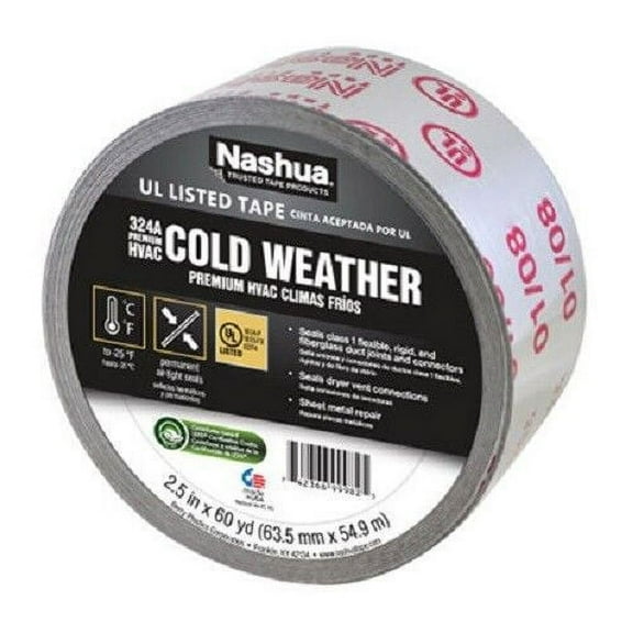 Nashua 324A 1542698 2.5" x 60 Yard Roll of HVAC Silver Foil Tape