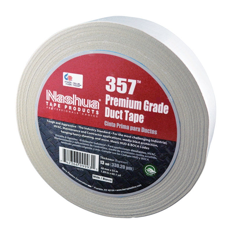 Duct Tape, White, 60 yd L, 1-7/8 in W 357