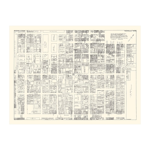 Nashville Art, 1929 Vintage Map of Downtown Nashville Tennessee, TN History Wall Decor Gift, Old Nashville Map - 24" x 18" Unframed Print