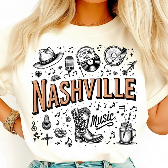 Nashville Art shirt, Country Music shirt, Cowboy Boots shirt, Music Lover shirt, Tennessee Style shirt, text shirt, Live Music shirt, Western Vibes shirt