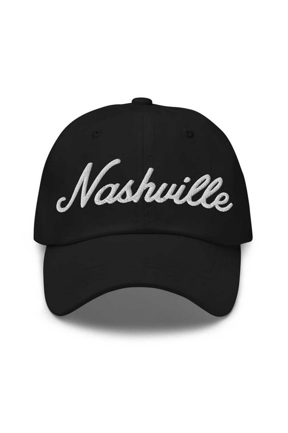 Nashville Baseball Cap Nashville Dad Hat Bold Script Utah UT Hat Embroidered Souvenir Gift Black