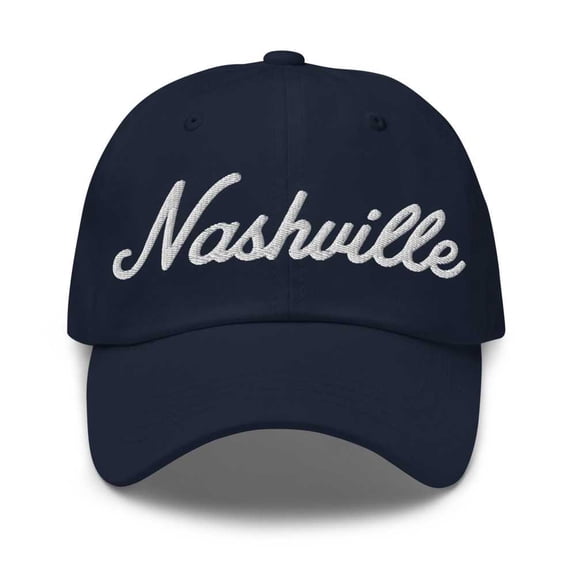 Nashville Baseball Cap Nashville Dad Hat Bold Script Utah UT Hat Embroidered Souvenir Gift Navy