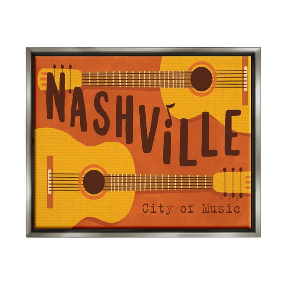 Nashville City of Music Guitars Performing & Arts Graphic Art Luster Gray Framed Art Print Wall Art