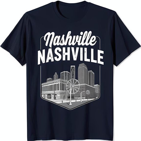 Nashville Graphic Black T-Shirt Design with Cityscape