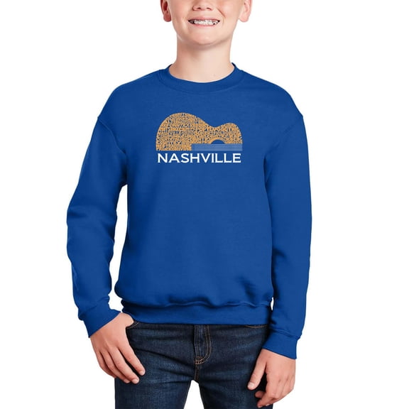 Nashville Guitar - Boy's Word Art Crewneck Sweatshirt