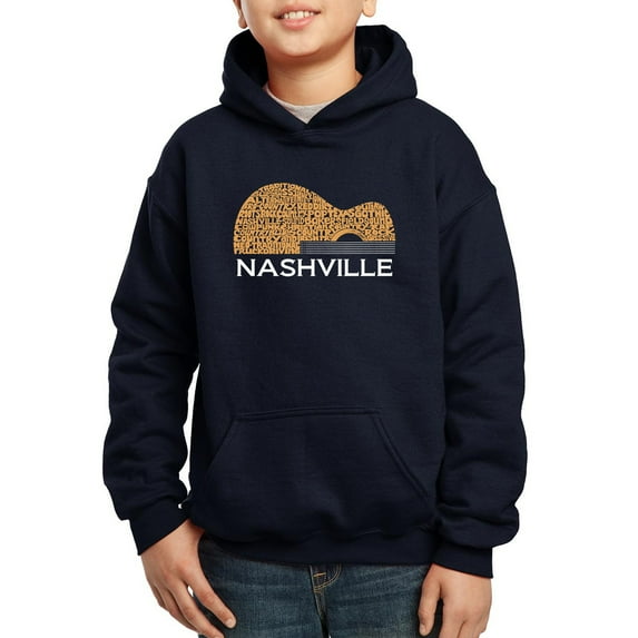 Nashville Guitar - Boy's Word Art Hooded Sweatshirt
