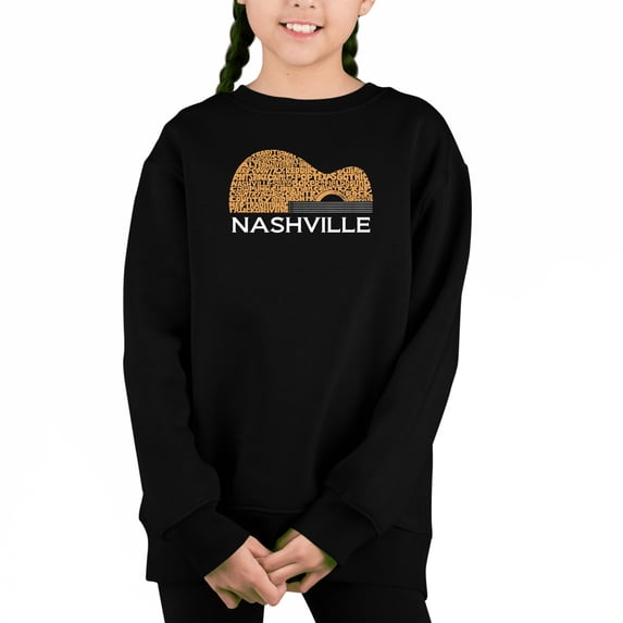 Nashville Guitar - Girl's Word Art Crewneck Sweatshirt