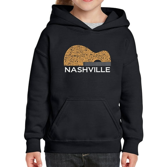Nashville Guitar - Girl's Word Art Hooded Sweatshirt