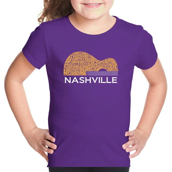 Nashville Guitar - Girl's Word Art T-Shirt