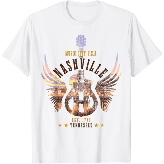 Nashville Guitar TN Tennessee Country Music City Vintage T-Shirt Tops Tee