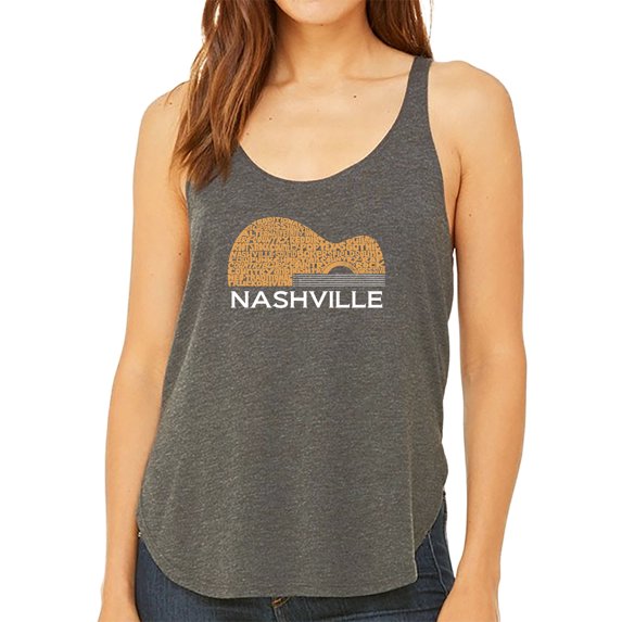 Nashville Guitar - Women's Premium Word Art Flowy Tank Top