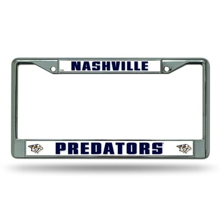 Nashville Hockey Predators - 12" x 6" Standard Size - Chrome Metal License Plate Frame