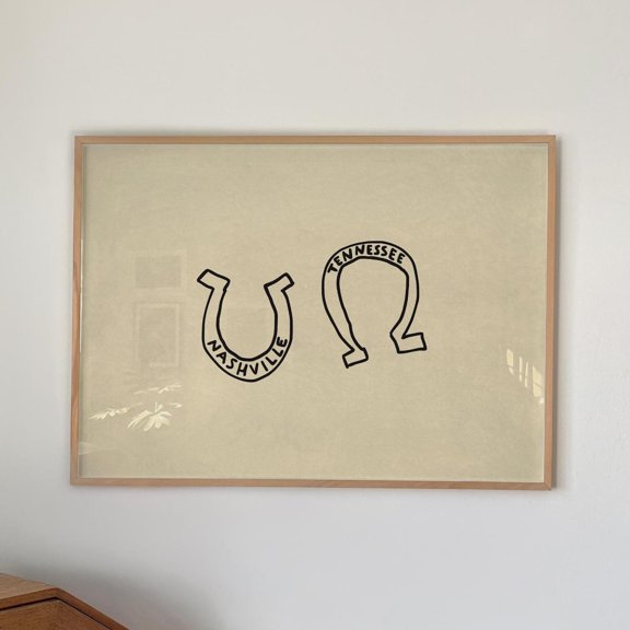 Nashville Horseshoe Print: Tennessee Home Decor UNFRAMED PAPER POSTER, Home Decor, Vintage Gift, Living Room Dercor