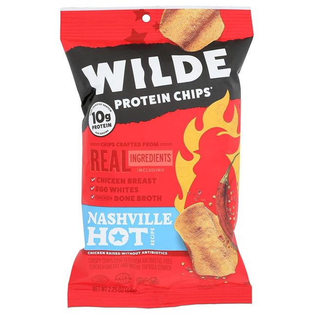 Nashville Hot Chicken Chips by Wilde Chips, Thin and Crispy, High Protein, Keto, Made with Real