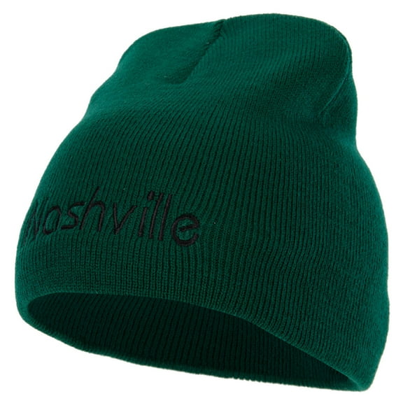 Nashville Letter Design Embroidered 8 Inch Knitted Short Beanie - Dk Green OSFM