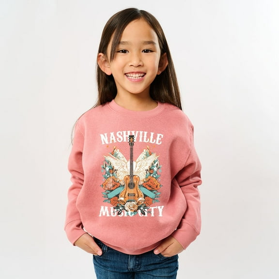 Nashville Music City Guitar Grunge - Youth Graphic Sweatshirt
