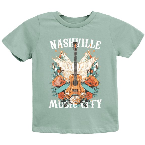 Nashville Music City Guitar Grunge - Youth Short Sleeve Graphic T-Shirt