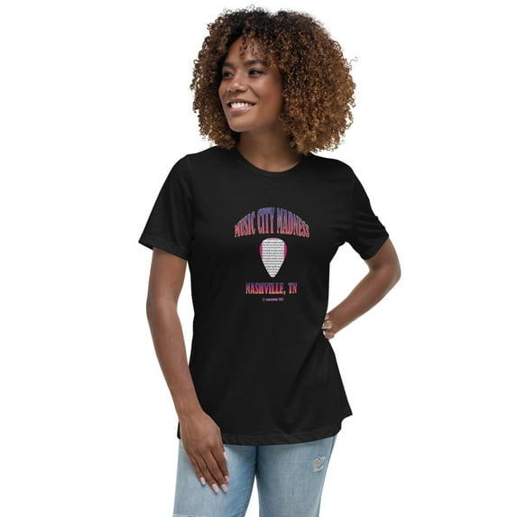 Nashville Music City Madness - Women's Relaxed T-Shirt (Black, L)
