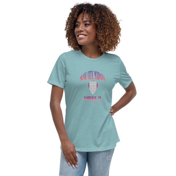Nashville Music City Madness - Women's Relaxed T-Shirt (Heather Blue Lagoon, S)