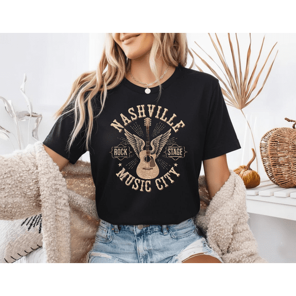 Nashville Music City Southern Country Retro Vibe Design Souvenir Unisex T-Shirt V11741 up to Size 5XL