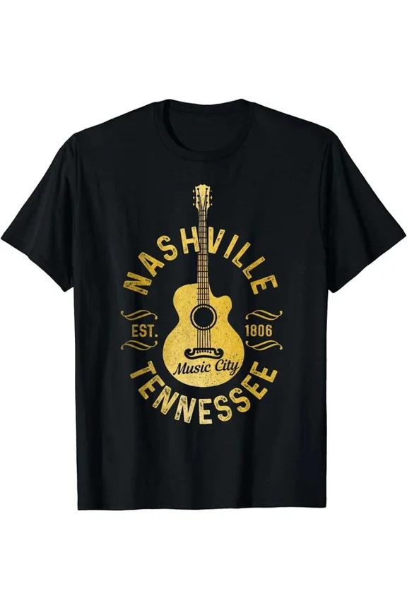 Nashville Music City Vintage T-Shirt Black