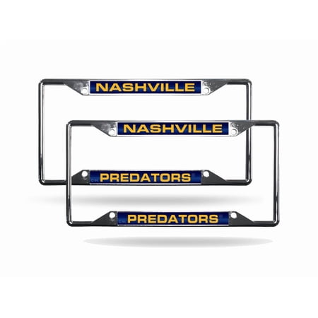 Nashville Hockey Predator's (Set of 2) All Corner EZ View Chrome Metal Laser Cut License Plate Frames