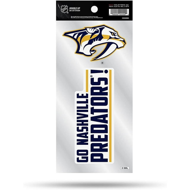 Nashville Predators 2 Piece Double Up Die Cut Sticker Decal Sheet, 4x8