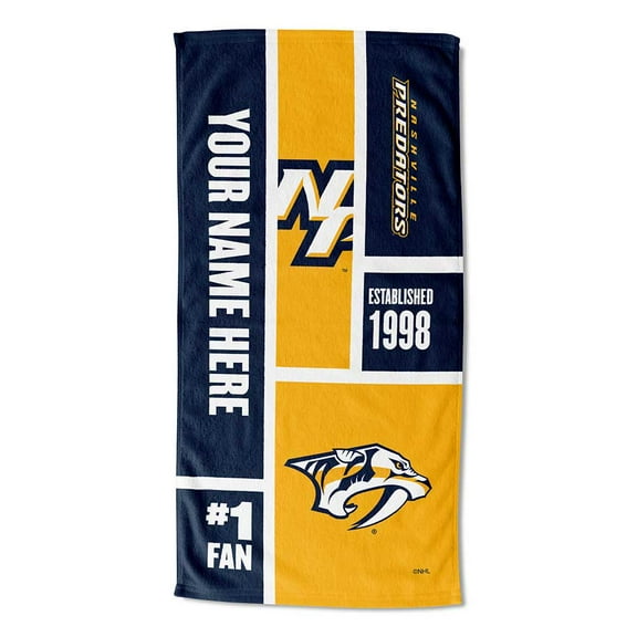 Nashville Predators NHL Colorblock Personalized Beach Towel, 30" x 60"