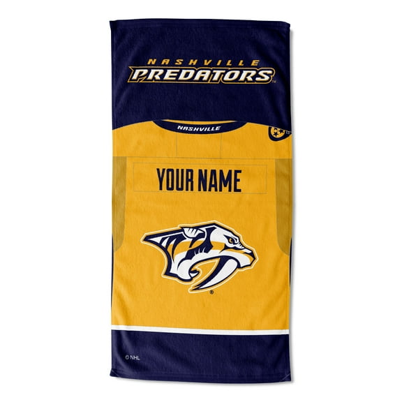 Nashville Predators NHL Jersey Personalized Beach Towel, 30" x 60"