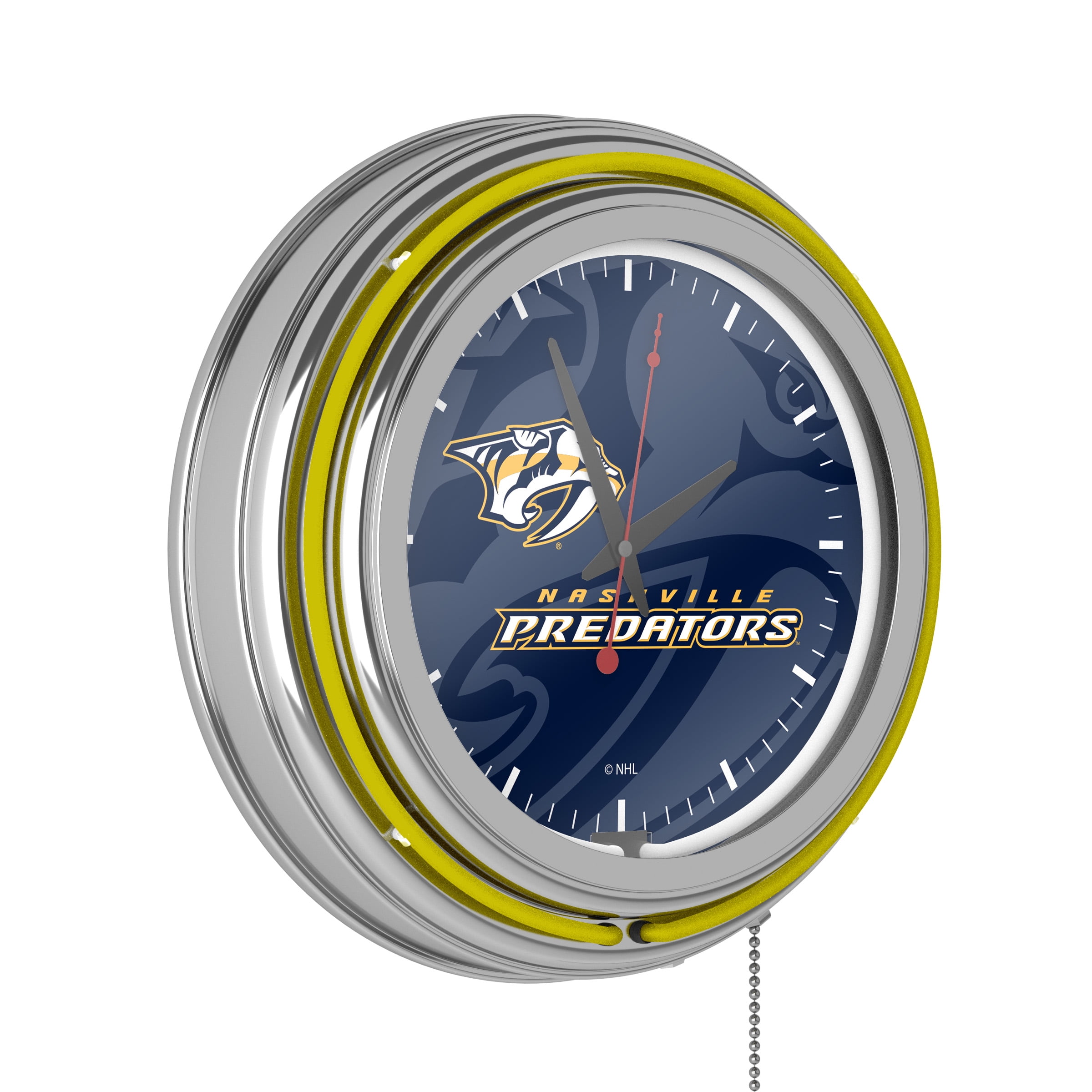 Nashville Predators Watermark Retro Neon Analog Wall Clock with Pull Chain