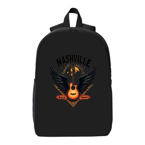 Nashville Rock ' n ' Soul Laptop Backpack - Stylish Black Bag with Guitar & Wings Design Fits 15 " Laptop & iPad