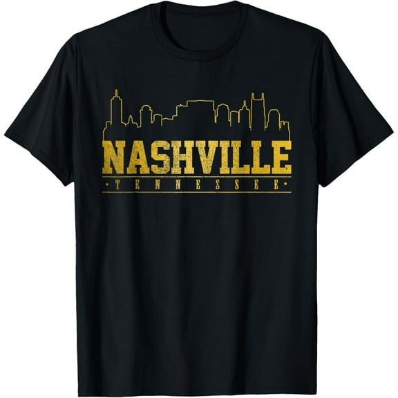 Nashville Skyline Tennessee TN Music City Vintage Nash T-Shirt Tops Tee